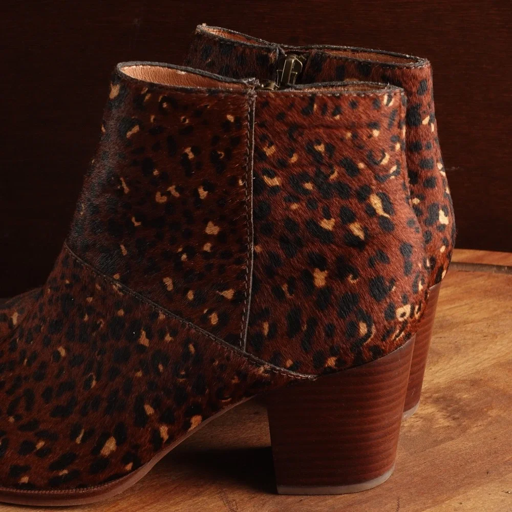 Madewell Boots WMS SZ 8.5 Brown Rosie Calf Hair Leopard Western Coastal Cowgirl